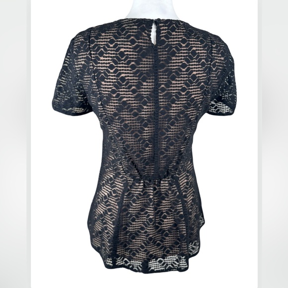BCBGMaxAzria Black Lace Overlay Cacey Blouse Dressy Top Small - Picture 3 of 9